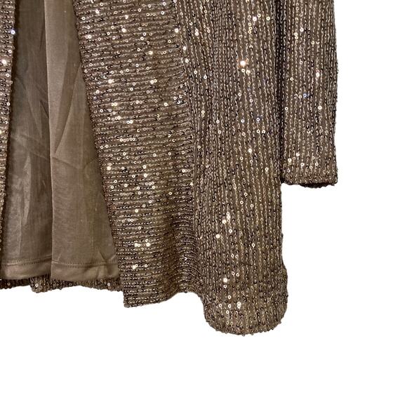 A624266 JINGLE BELLES by Kim Gravel Sequin Mesh Open Front Topper Bronze L - Picture 3 of 6